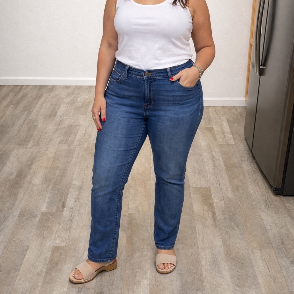 Slink Classic High-Rise Straight Leg Women's Jeans in Dark Blue
